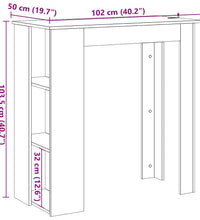 Bartisch mit Regal Altholz-Optik 102x50x103,5 cm Holzwerkstoff