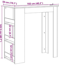 Bartisch mit Regal Artisan-Eiche 102x50x103,5 cm