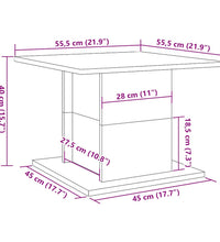 Couchtisch Artisan-Eiche 55,5x55,5x40 cm Holzwerkstoff