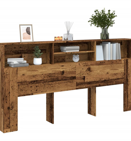 Bett-Kopfteil mit Ablagen Altholz-Optik 200x19x103,5 cm