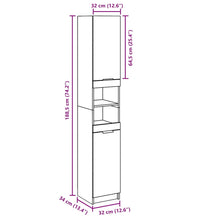 Badschrank Altholz-Optik 32x34x188,5 cm Holzwerkstoff