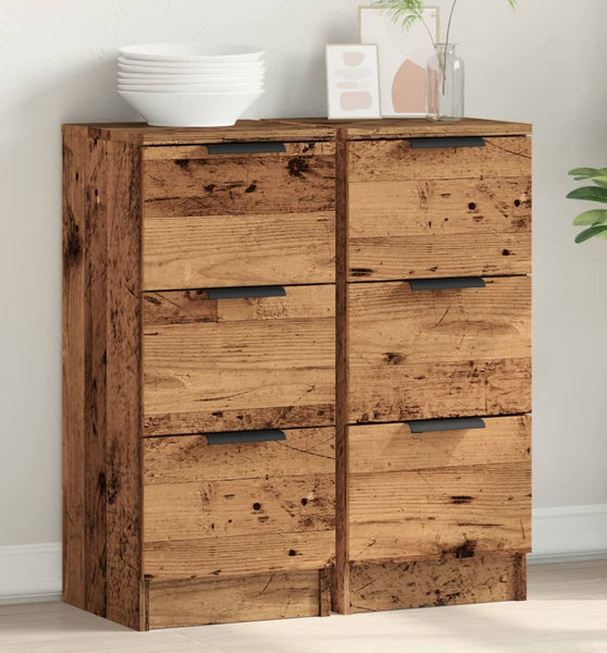 Sideboards 2 Stk. Altholz-Optik 30x30x70 cm Holzwerkstoff