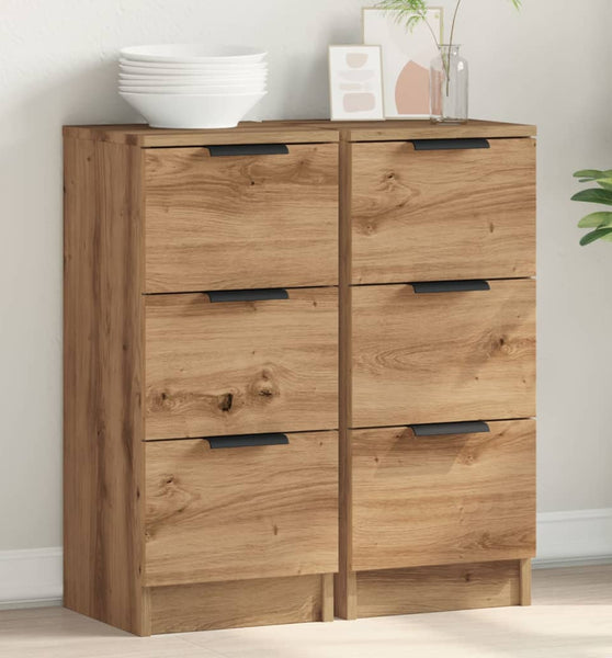 Sideboards 2 Stk. Artisan-Eiche 30x30x70 cm Holzwerkstoff