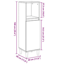 Badschrank Betongrau 30x30x100 cm Holzwerkstoff