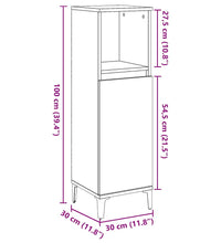 Badschrank Betongrau 30x30x100 cm Holzwerkstoff