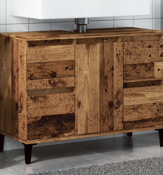 Waschbeckenunterschrank Altholz-Optik 80x33x60 cm Holzwerkstoff