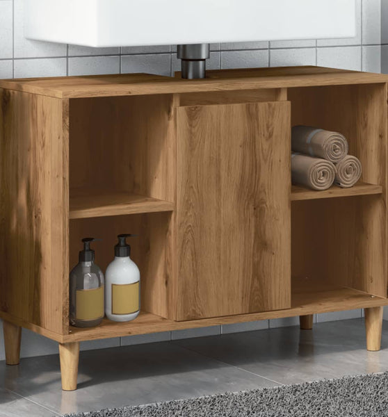 Badschrank Braun Artisan-Eiche 80x33x60 cm Holzwerkstoff