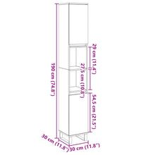 Badschrank Betongrau 30x30x190 cm Holzwerkstoff