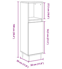 Badschrank Betongrau 30x30x100 cm Holzwerkstoff