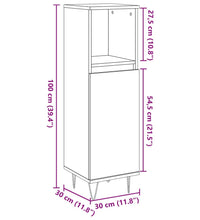 Badschrank Betongrau 30x30x100 cm Holzwerkstoff