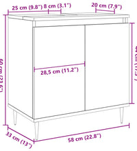 Badschrank Betongrau 58 x 33 x 60 cm Holzwerkstoff