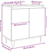 Badschrank Betongrau 58 x 33 x 60 cm Holzwerkstoff