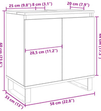 Badschrank Betongrau 58 x 33 x 60 cm Holzwerkstoff