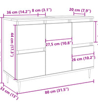 Badschrank Betongrau 80x33x60 cm Holzwerkstoff