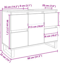 Waschbeckenunterschrank Betongrau 80x33x60 cm Holzwerkstoff