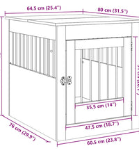 Hundekäfig im Möbelstil Altholz-Optik 64,5x80x71 cm