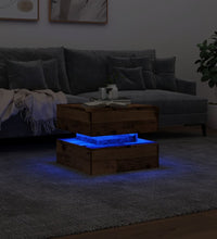 Couchtisch mit LED-Leuchten Altholz-Optik 50x50x40 cm