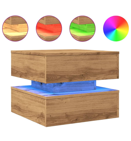 Couchtisch mit LED-Leuchten Artisan-Eiche 50x50x40 cm