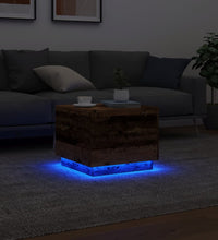 Couchtisch mit LED-Leuchten Altholz-Optik 50x50x40 cm