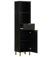 Badschrank Schwarz 38x33x160 cm Massivholz Mango