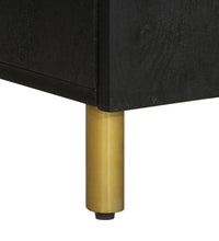 Badschrank Schwarz 38x33x160 cm Massivholz Mango