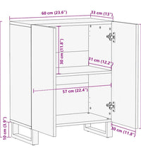 Sideboard Schwarz 60x33x75 cm Massivholz Mango