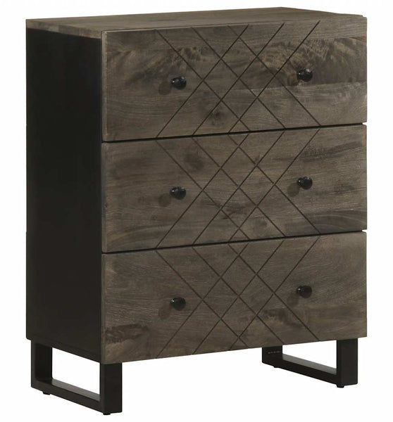 Sideboard Schwarz 60x33x75 cm Massivholz Mango