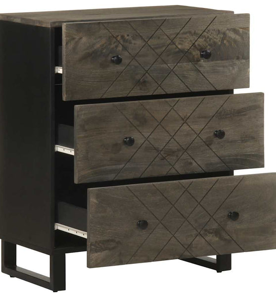 Sideboard Schwarz 60x33x75 cm Massivholz Mango