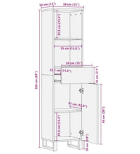 Badschrank Schwarz 38x33x160 cm Massivholz Mango