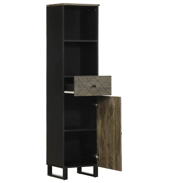 Badschrank Schwarz 38x33x160 cm Massivholz Mango