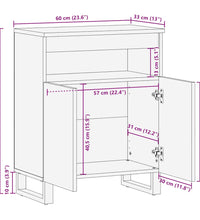 Sideboard Schwarz 60x33x75 cm Massivholz Mango