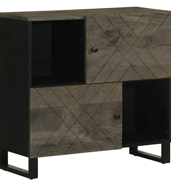 Sideboard Schwarz 80x33x75 cm Massivholz Mango