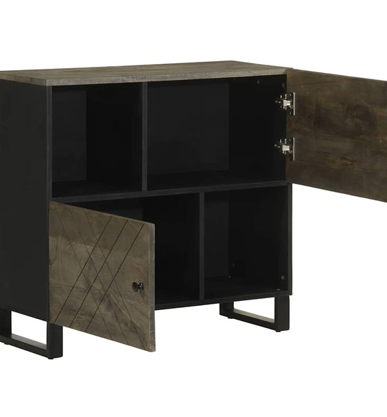 Sideboard Schwarz 80x33x75 cm Massivholz Mango