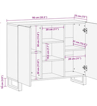 Sideboard Schwarz 90x33x75 cm Massivholz Mango