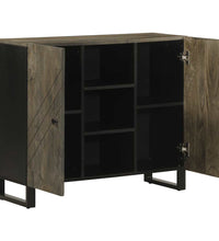 Sideboard Schwarz 90x33x75 cm Massivholz Mango