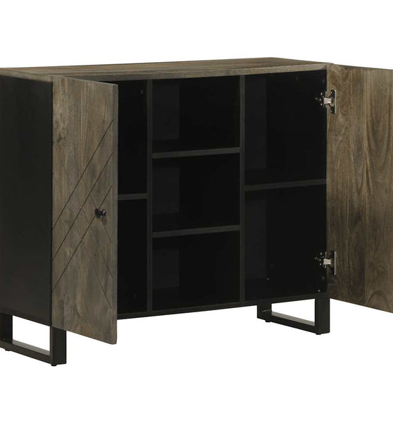 Sideboard Schwarz 90x33x75 cm Massivholz Mango