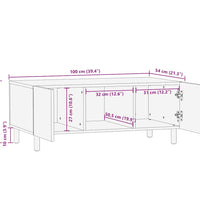 Couchtisch Braun 100x54x40 cm Massivholz Mango