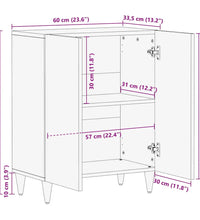 Sideboard Hellgrau 60x33,5x75 cm Massivholz Mango