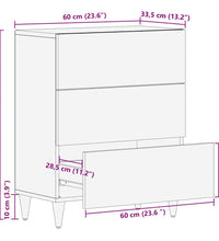 Sideboard Hellgrau 60x33,5x75 cm Massivholz Mango