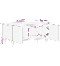 Couchtisch Hellgrau 80x50x40 cm Massivholz Mango