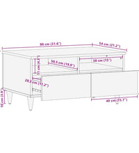 Couchtisch Hellgrau 80x54x40 cm Massivholz Mango