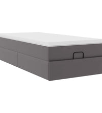 Ottoman-Bett mit Matratze Grau 80x200 cm Kunstleder