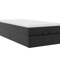 Ottoman-Bett mit Matratze Schwarz 90x190 cm Kunstleder