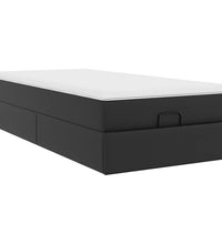 Ottoman-Bett mit Matratze Schwarz 90x190 cm Kunstleder