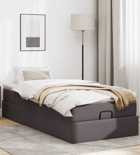 Ottoman-Bett mit Matratze Grau 90x190 cm Kunstleder