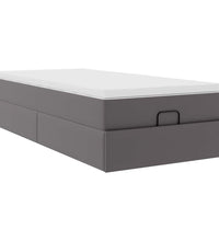 Ottoman-Bett mit Matratze Grau 90x190 cm Kunstleder
