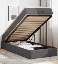 Ottoman-Bett mit Matratze Grau 90x190 cm Kunstleder