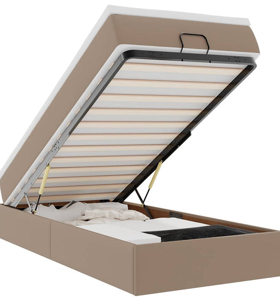 Ottoman-Bett mit Matratze Cappuccino-Braun 90x190 cm Kunstleder