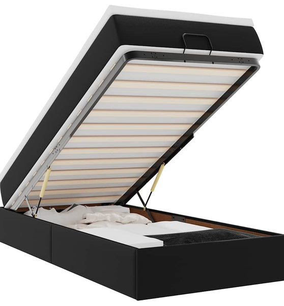 Ottoman-Bett mit Matratze Schwarz 90x200 cm Kunstleder