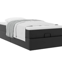 Ottoman-Bett mit Matratze Schwarz 90x200 cm Kunstleder